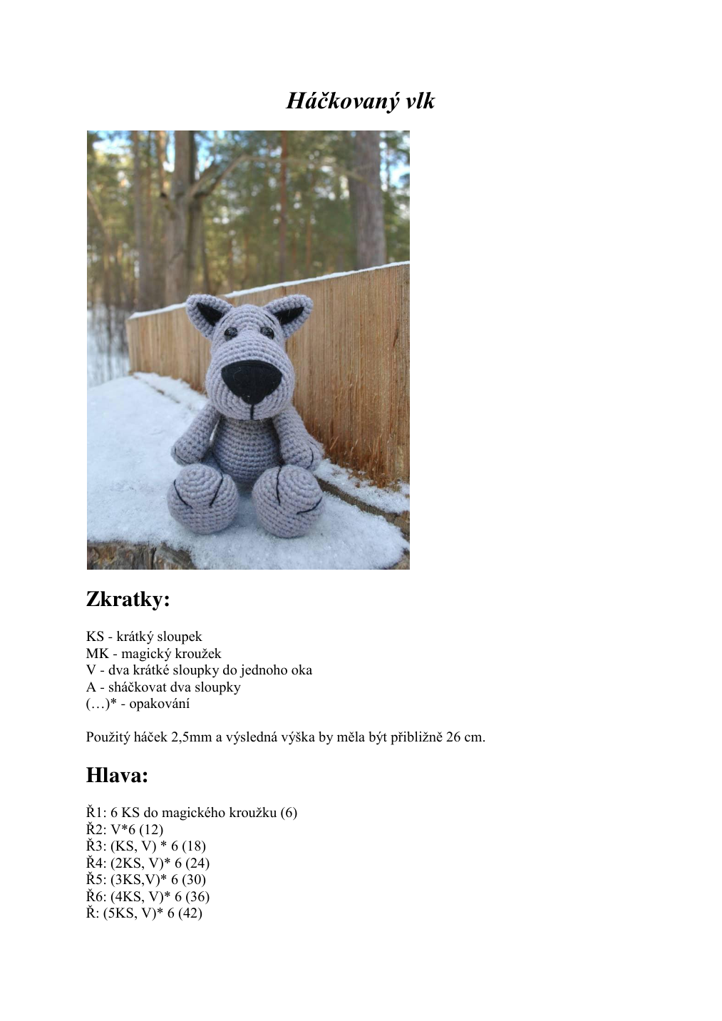 Strana 1 z návodu Háčkovaný vlk