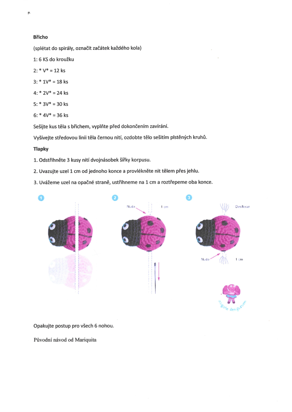 Strana 1 z návodu Beruška pokračování