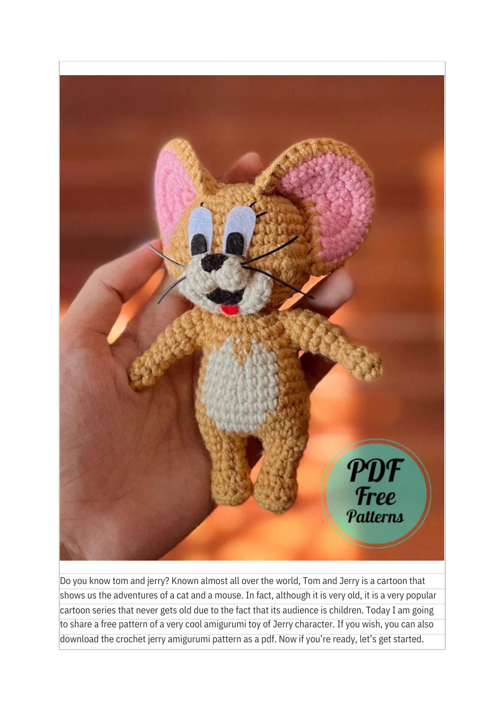 Strana 1 z návodu Crochet Jerry Mouse Amigurumi PDF Free Pattern.pdf (1).pdf 1
